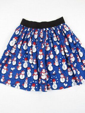 Hemet Women Skirt Size M Snowmen Novelty Elastic Waist 100% Cotton Holiday